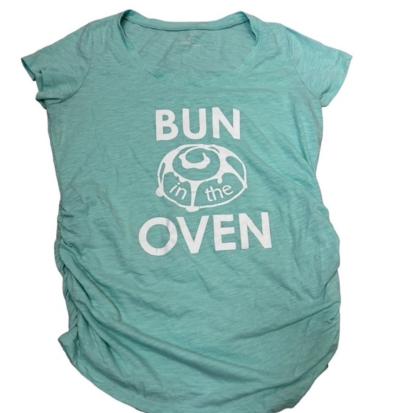 Motherhood Maternity fun graphic tee novelty Bun in the Oven small - Picture 1 of 5